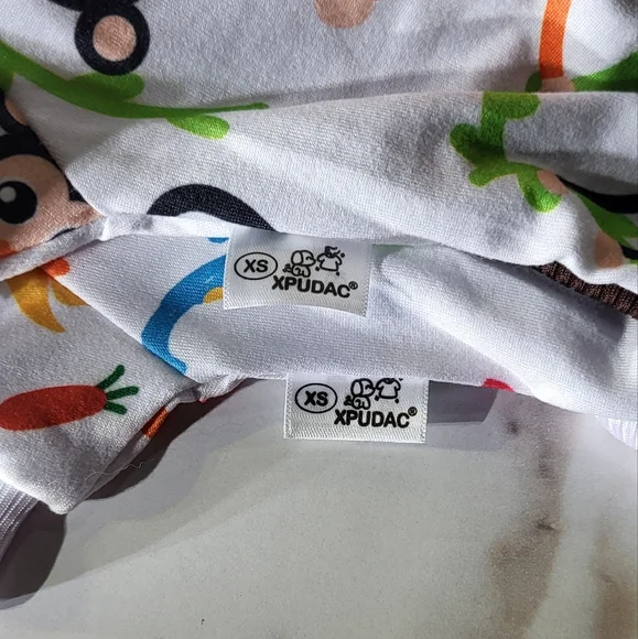 XPudac NWOT Dog 2pc White Monkey & Dinosaur Print Full Body Pajama Set Size XS - Picture 5 of 7